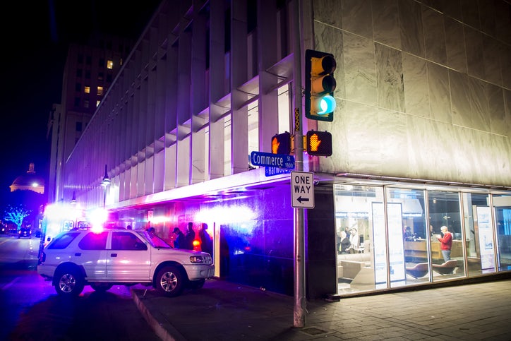 Driver Knocks Streetlight Into Dallas Morning News Building