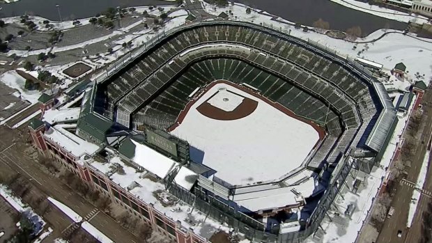 Snow Covers Dallas, Arlington Stadiums