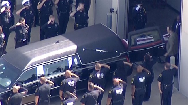 Police Procession Escorts Slain Officer's Body to Funeral Home