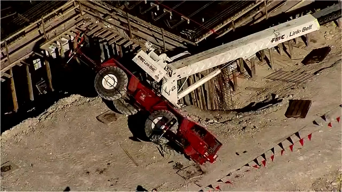 Construction Crane Tips Over at School Construction Site