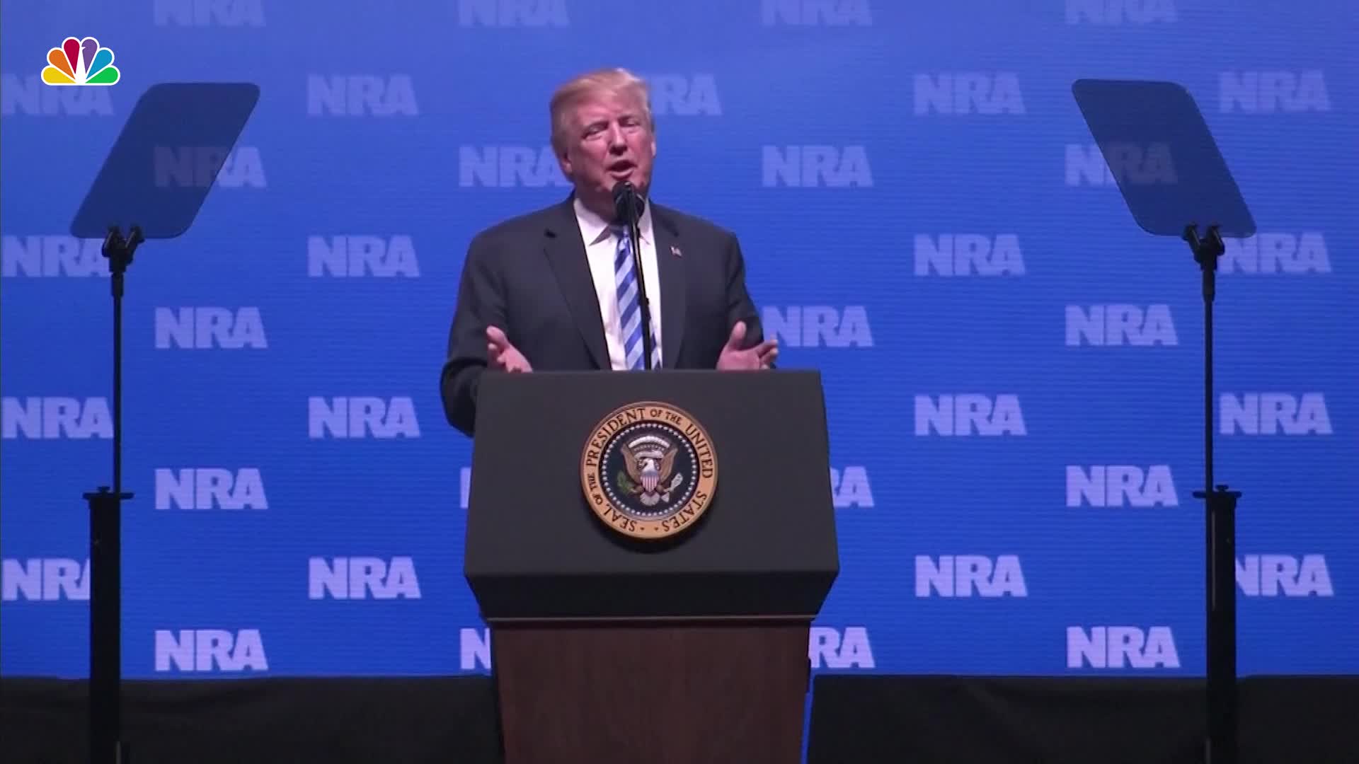 Trump at NRA Thanks Kanye, Says Mueller Probe a "Witch Hunt"