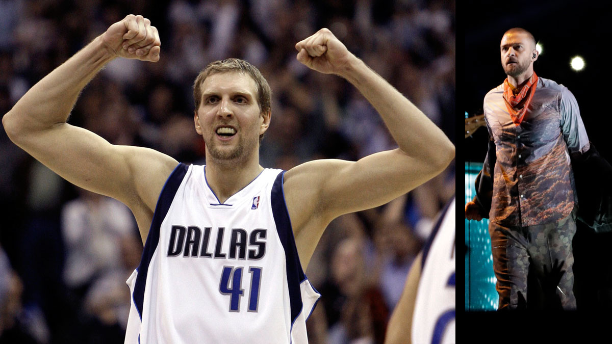 Dirk Takes Stage With Timberlake in Dallas