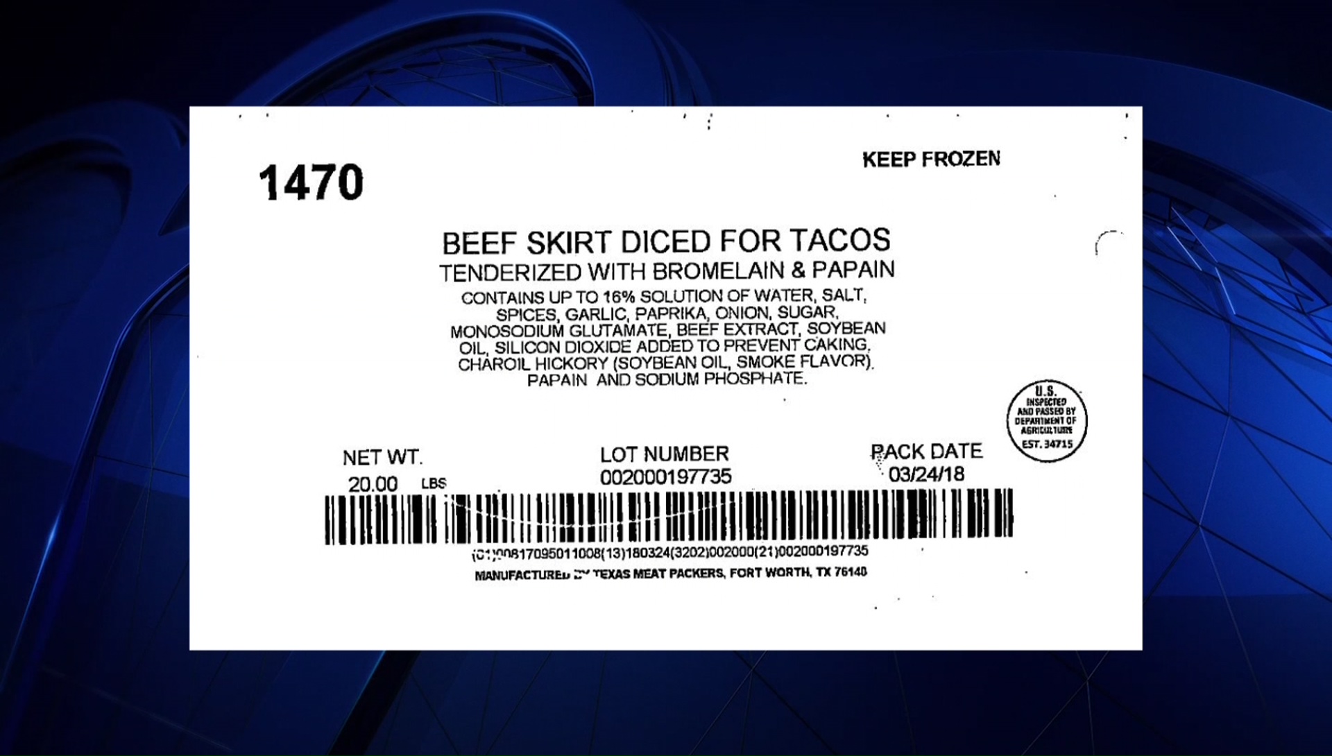Fort Worth Meat Packing Business Recalls Raw Beef Products