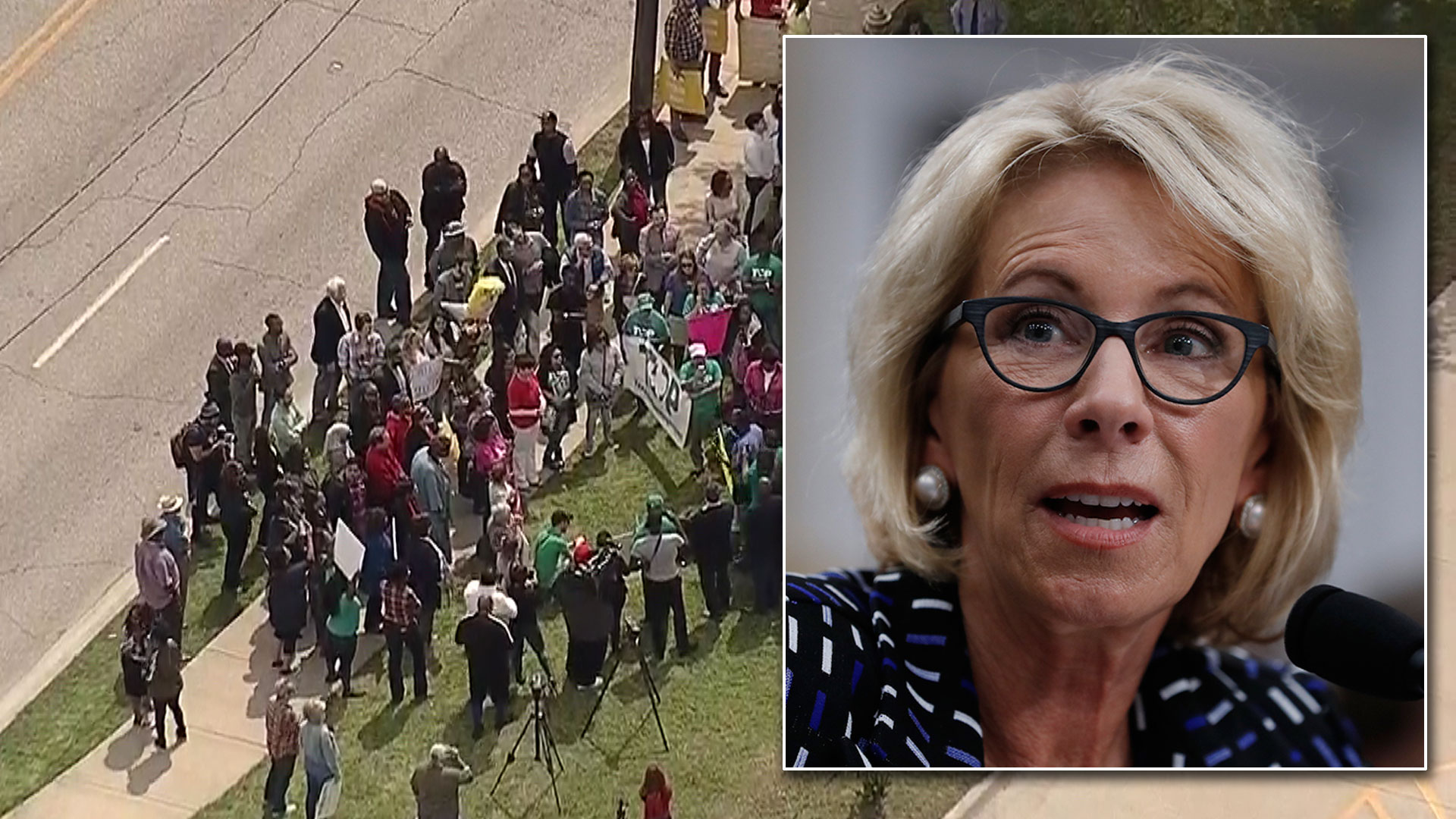 Protesters Await Ed. Secretary DeVos Outside Dallas School