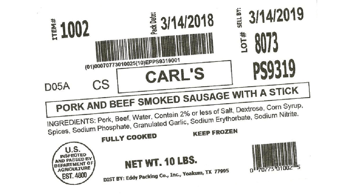 TX Meatpacker Recalls Another 9 Tons of Sausage
