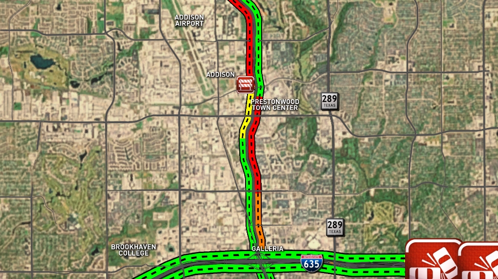 Crash Closes DNT in Far North Dallas
