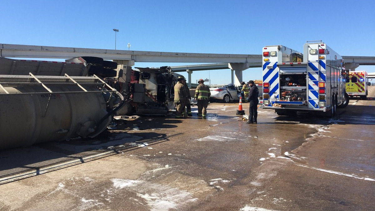 Tanker Crash Closes I-20 in Fort Worth