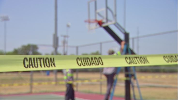 'Caution' Tape Replaces Basketball Hoops Following Shooting