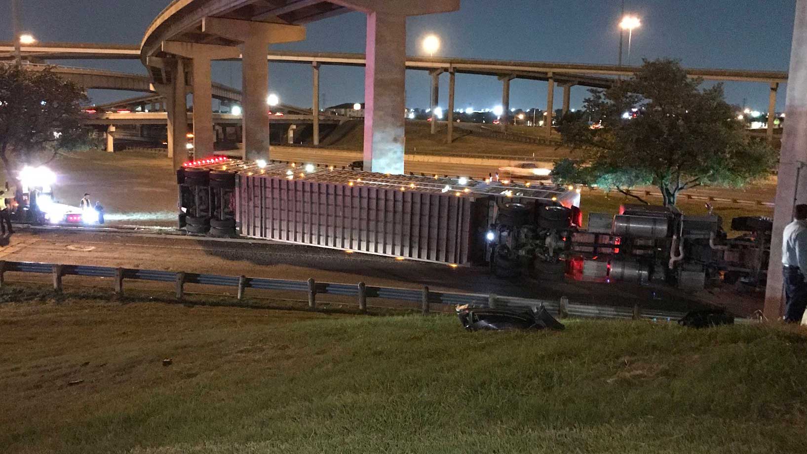 Trailer Hauling 135 Head of Cattle Flips in Mesquite