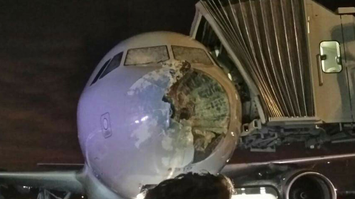 American Airlines Plane Damaged by Bad Weather