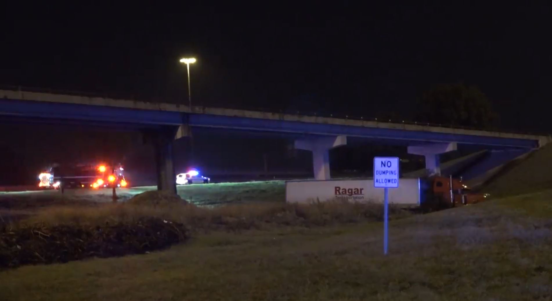 Semi-Truck Drives Off Ramp in Southern Dallas